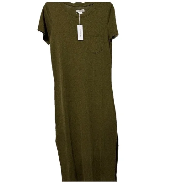 Outerknown Womens M Hemp Tee Shirt MIDI Dress Bailey Green Grass Neptune Comfort - Picture 2 of 8